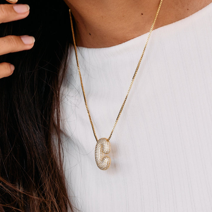 Elle Bubble Initial Pendant Necklace