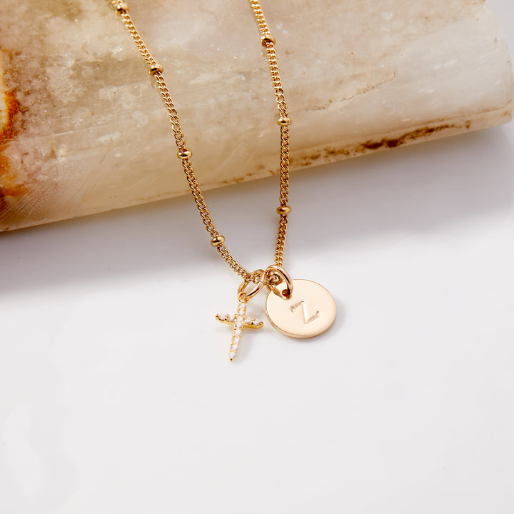 Josephine Initial Cross Pendant