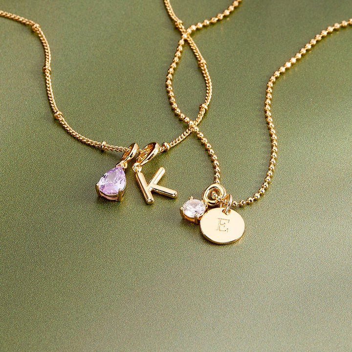 Melrose Mini Initial Birthstone Necklace
