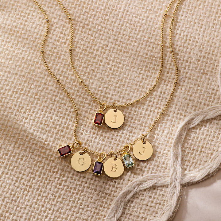 Mackenzie Three Birthstone Initial Pendant