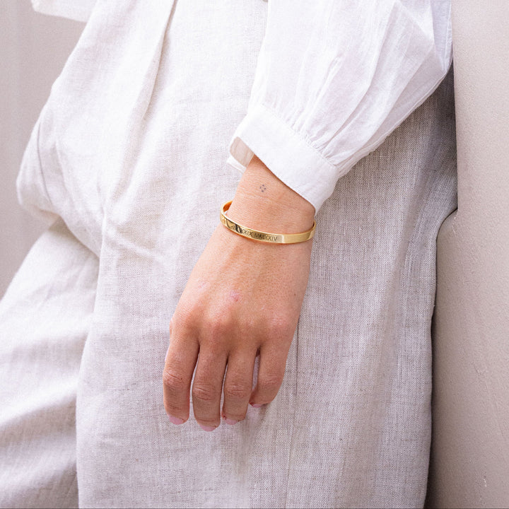 Roman Numeral Fine Cuff Bracelet