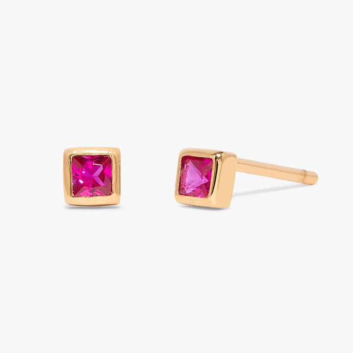 Sage Square Vermeil Birthstone Earrings