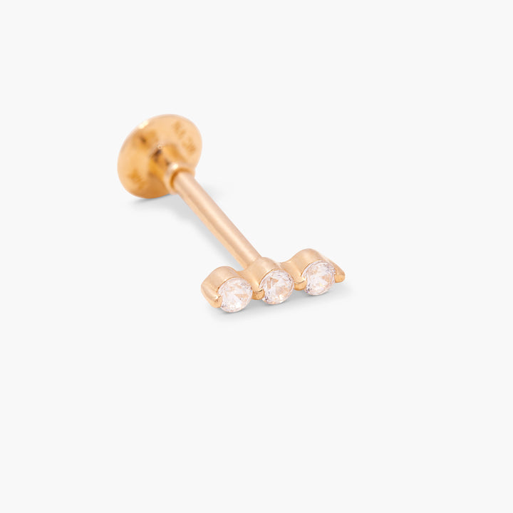 Ryleigh 14K Diamond Bar Single Flat Back Earring