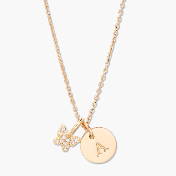 Adeline Initial Butterfly Necklace - Wholesale