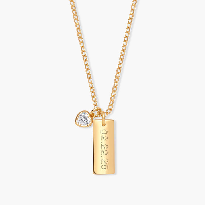 Mini Date Bar Birthstone Necklace