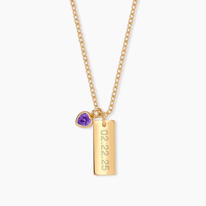 Mini Date Bar Birthstone Necklace