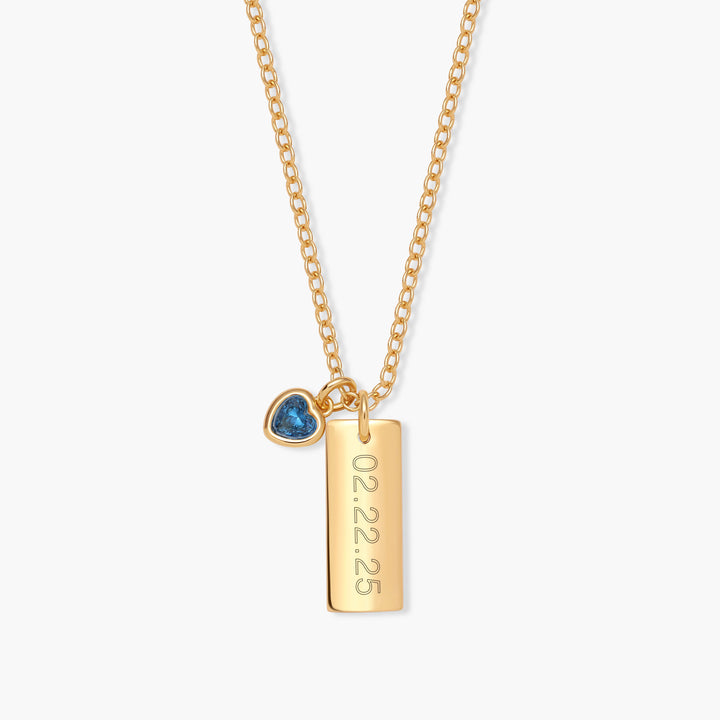 Mini Date Bar Birthstone Necklace