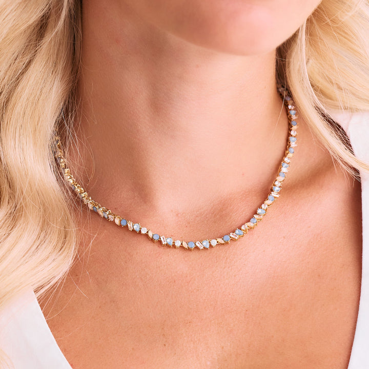 opal and blue opal tennis necklace