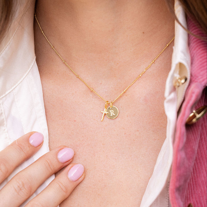 Josephine Initial Cross Pendant