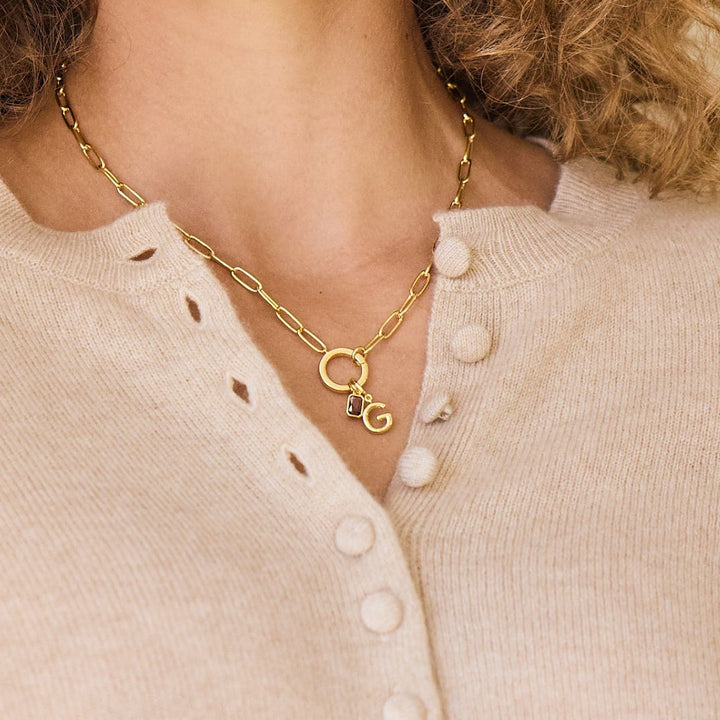 Colette Birthstone Initial Necklace