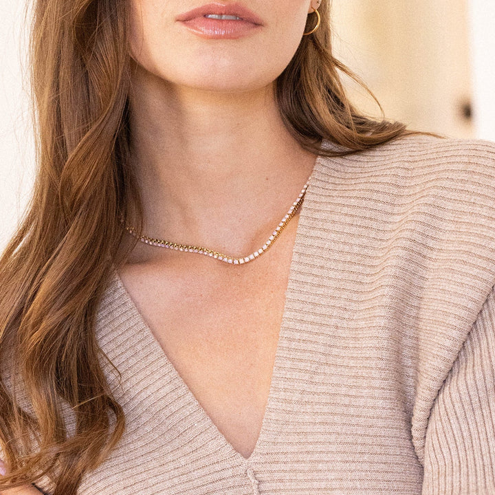 Isabella Opal Blush Tennis Necklace