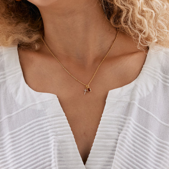 Josephine Cross Birthstone Necklace