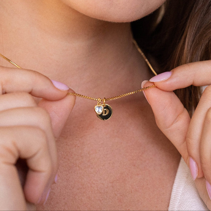 Mackenzie Heart Birthstone Initial Necklace