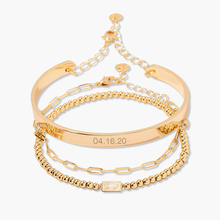Gwen Date Cuff Bracelet Stack Set