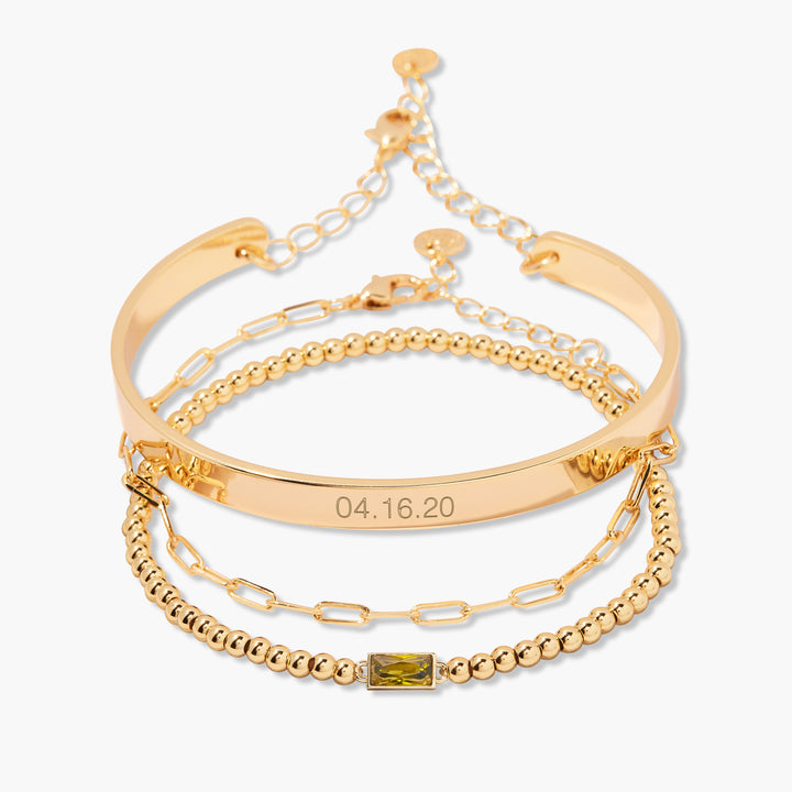 Gwen Date Cuff Bracelet Stack Set
