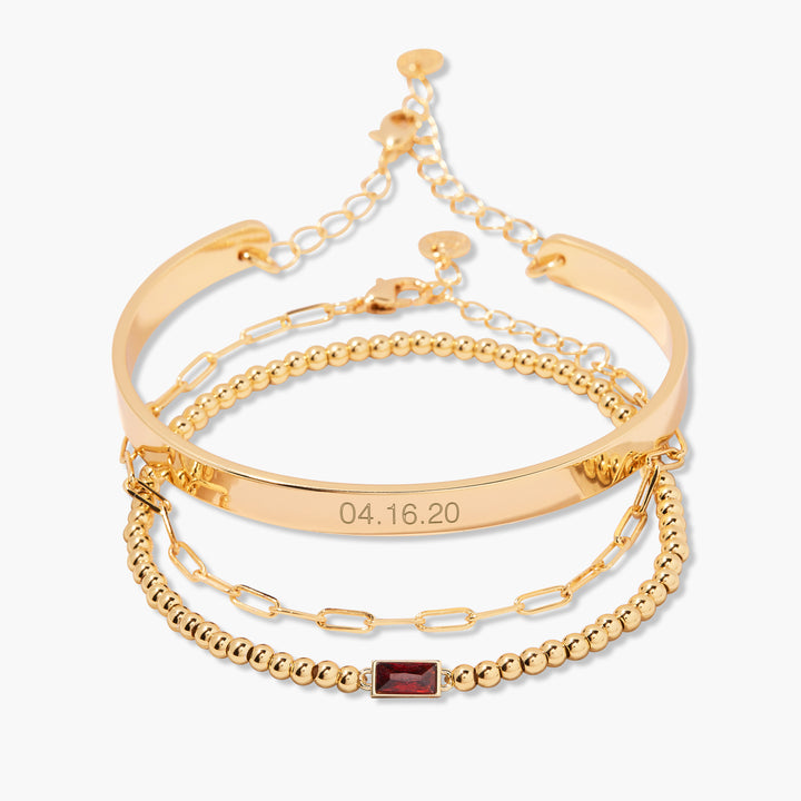 Gwen Date Cuff Bracelet Stack Set