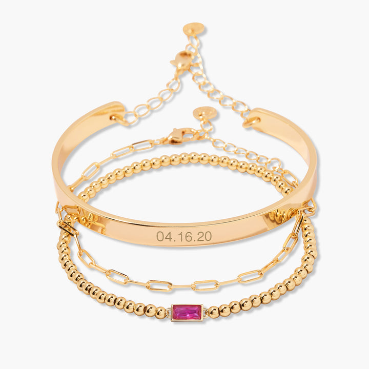 Gwen Date Cuff Bracelet Stack Set