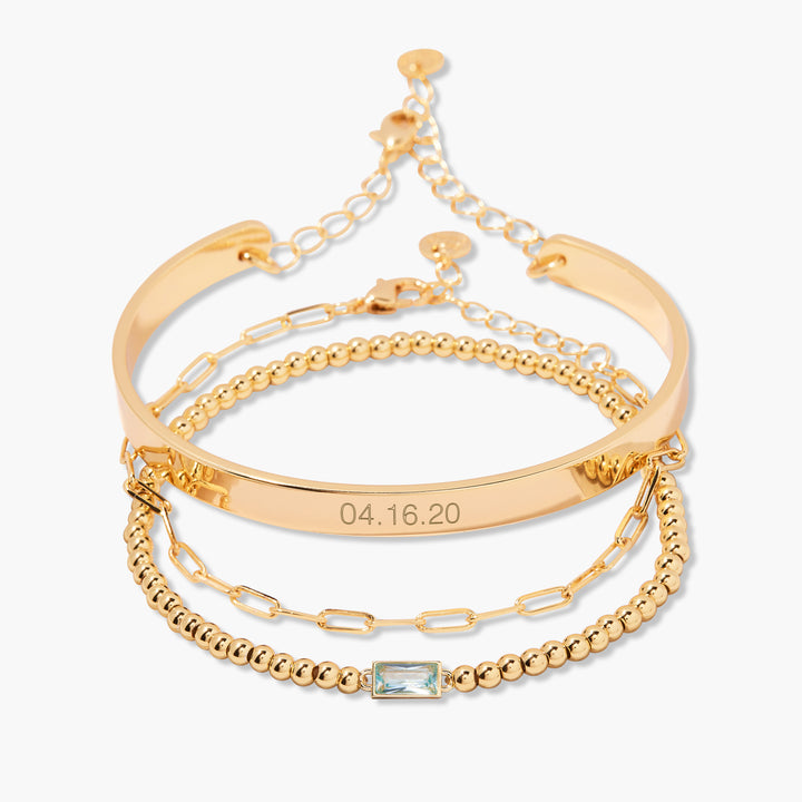 Gwen Date Cuff Bracelet Stack Set