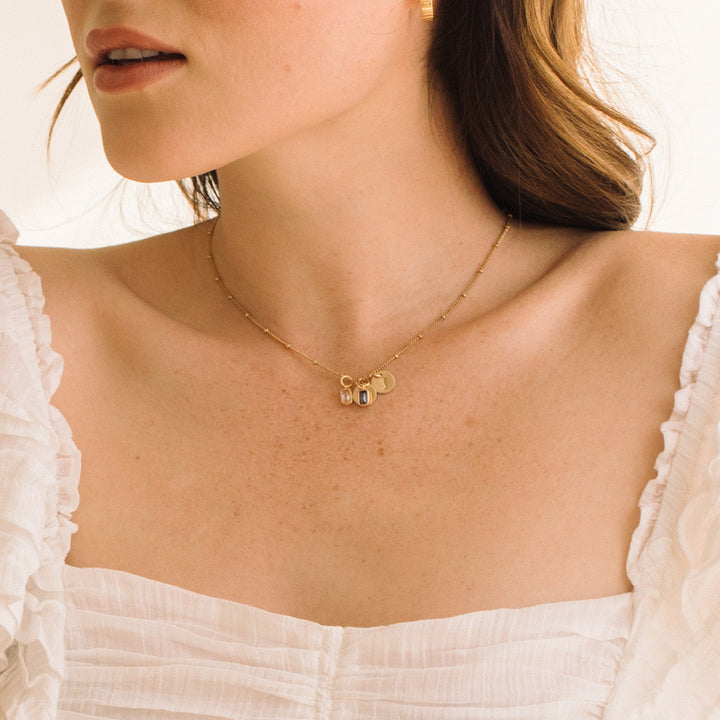 Mackenzie Two Birthstone Initial Pendant