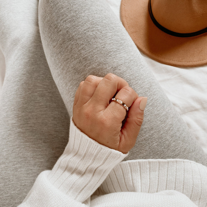  @thislittlemom wearing Holly Pearl Ring by @brookandyork