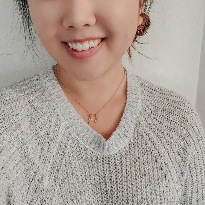  @yunah.lee wearing Nella Mini Two Initial Necklace by @brookandyork